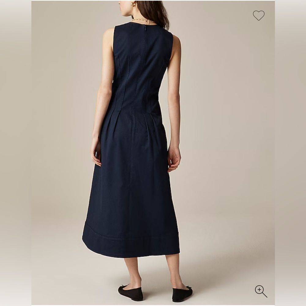 NWT J CREW Pintuck midi dress in stretch twill in navy - Picture 5 of 7